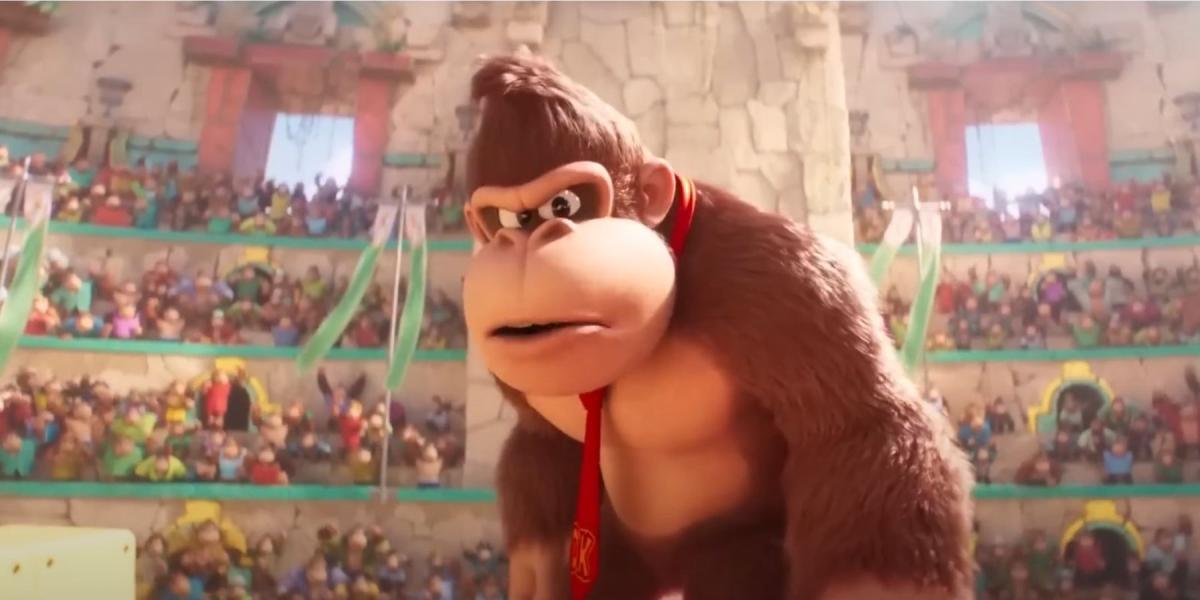 O filme Super Mario Bros. Donkey Kong com cara de raiva
