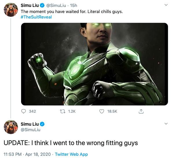 Shang-Chi Star trolls fãs com foto do Lanterna Verde
