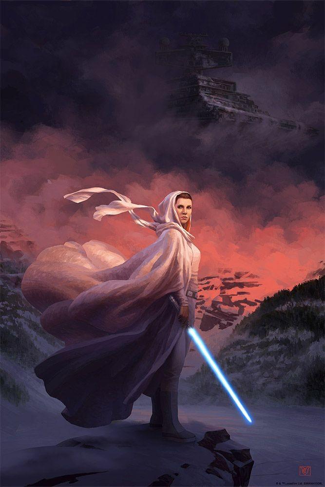  Star Wars revela nova impressão artística de Leia Organa com sabre de luz