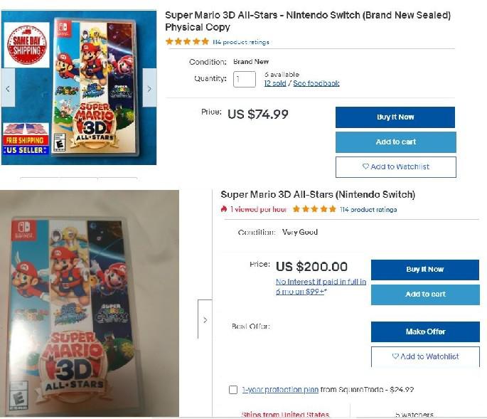 Super Mario 3D All-Stars já está sendo escalpelado no eBay