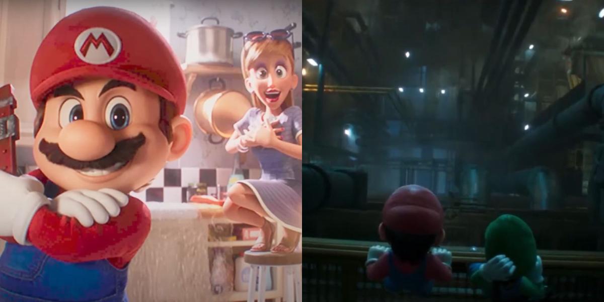 Trailer de encanamento de Mario e imagem dividida de Mario e Luigi in the Underground