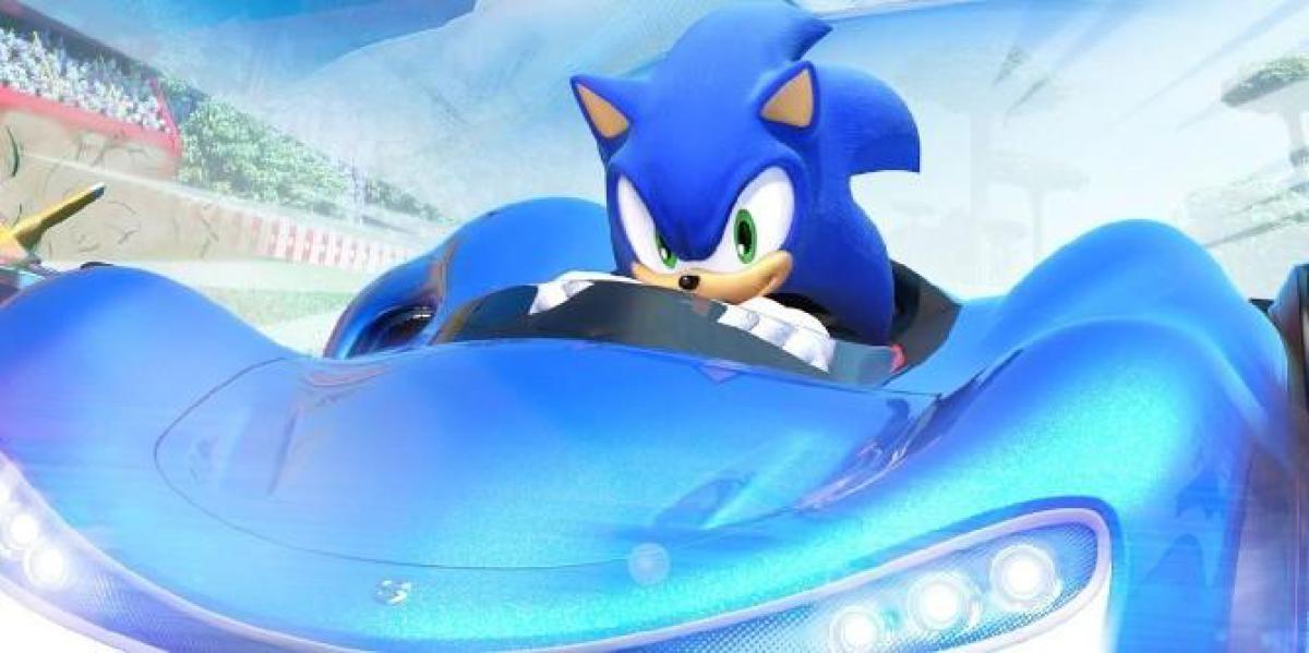 Superfícies obscuras de filmagem de jogos de corrida Sonic