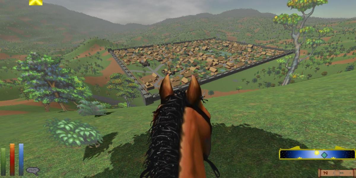 Elder Scrolls daggerfall montado em um cavalo