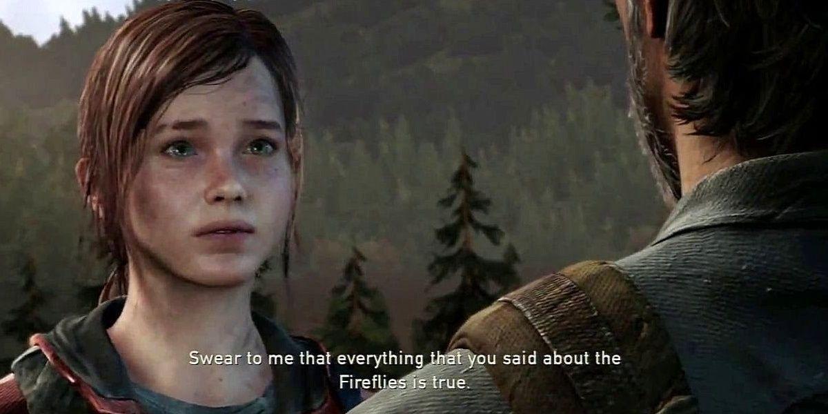 Joel e Ellie conversando no final de The Last of Us