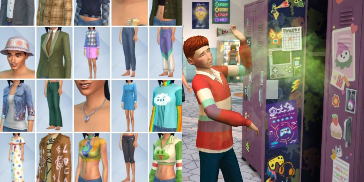 Armários e roupas do ensino médio no The Sims 4