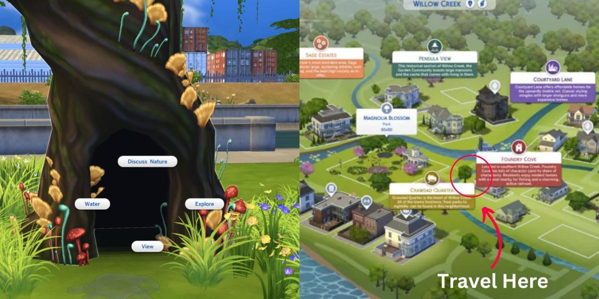 Localização da Árvore Silvestre do The Sims 4