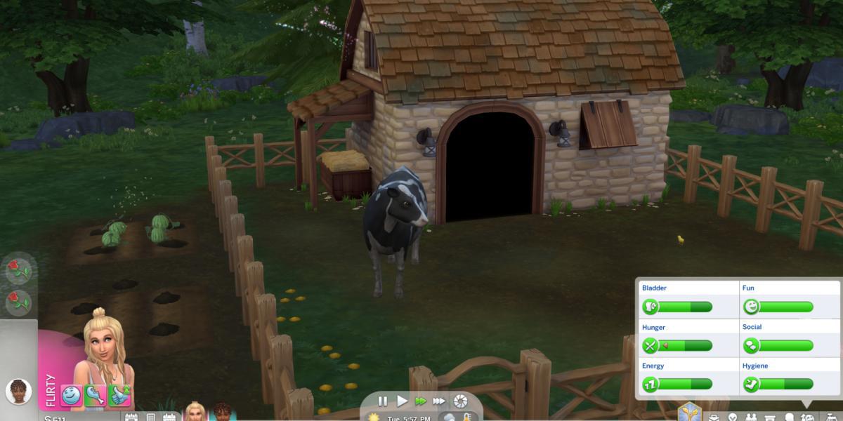 Cuidando de uma vaca em The Sims 4: Cottage Living
