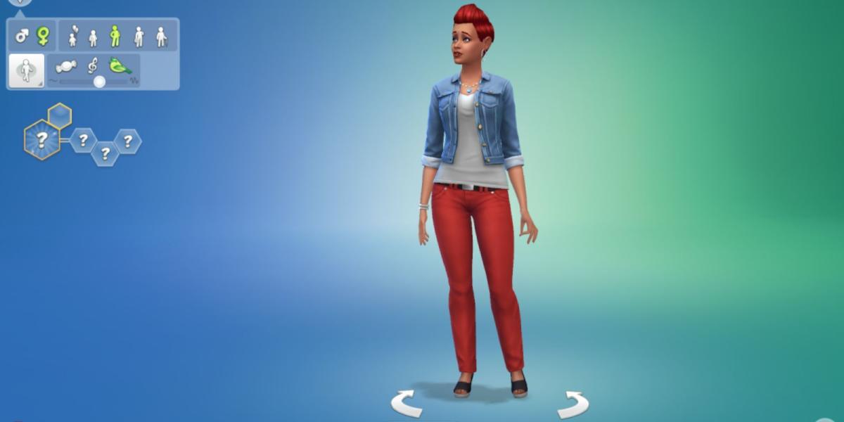 Um jogador no Create-A-Sim em The Sims 4