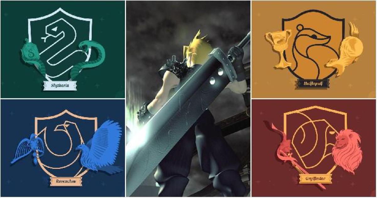 Todos os personagens principais de Final Fantasy VII classificados em casas de Hogwarts