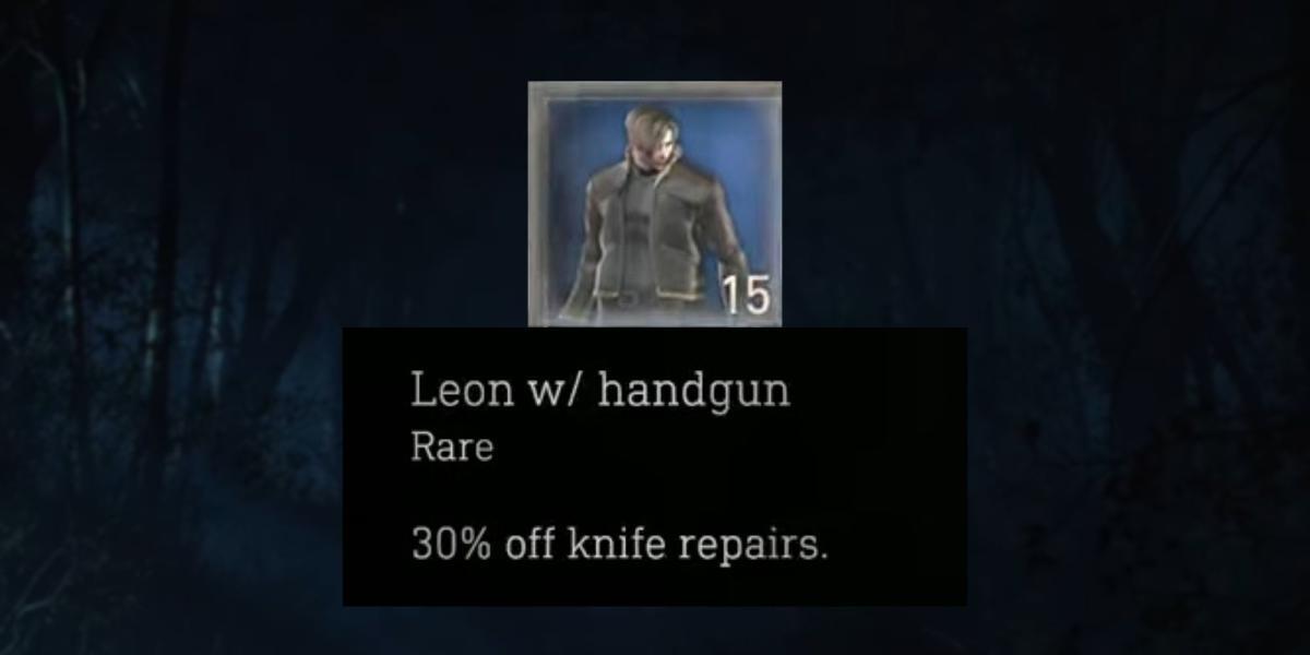 O Leon com amuleto Handgun de Resident Evil 4 Remake.