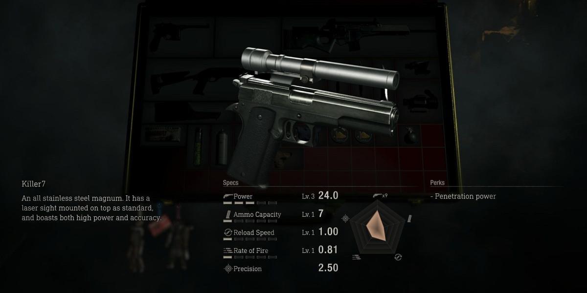 A arma magnum Killer7 de Resident Evil 4.