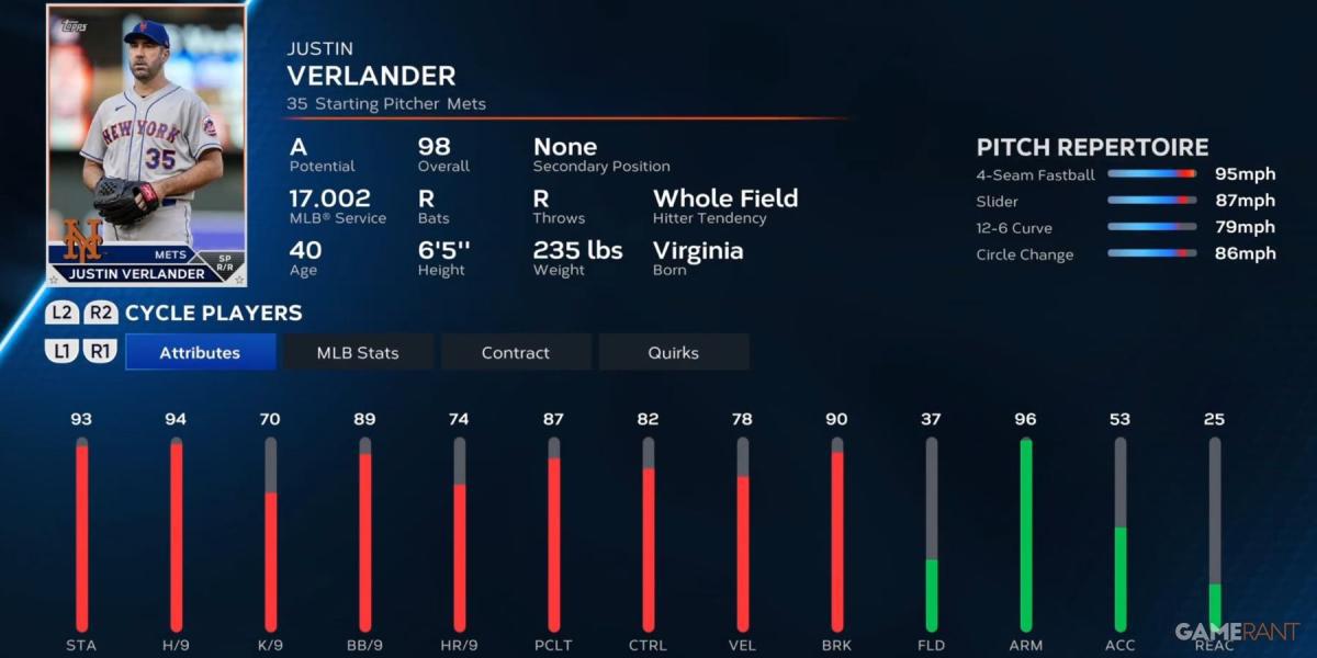 MLB The Show 23 Cartão de jogador de pré-temporada Justin Verlander
