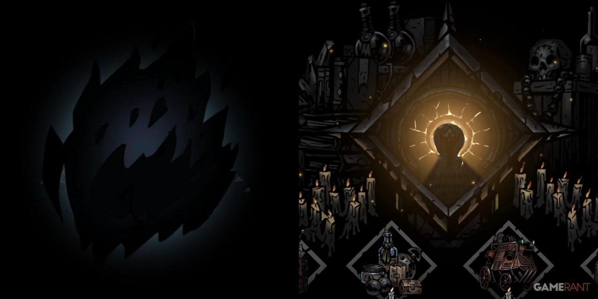 Colagem de itens manchados do Darkest Dungeon 2