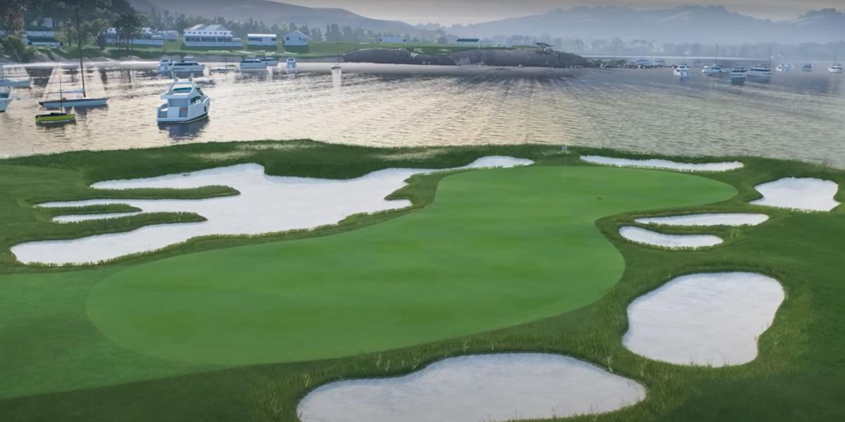 O icônico verde em forma de ampulheta no buraco 17 de Pebble Beach no EA Sports PGA Tour