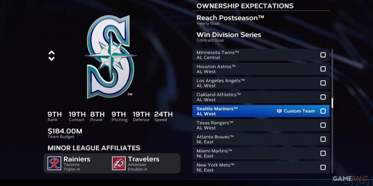 Classificação da pré-temporada do MLB The Show 23 Mariners