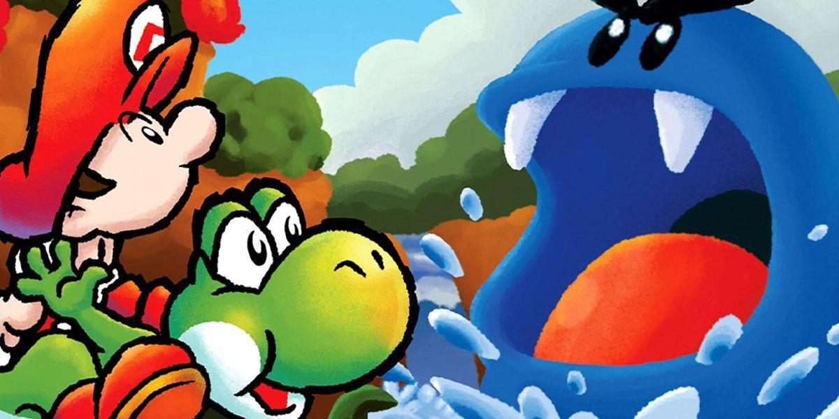Mario, Yoshi e um inimigo da Ilha de Yoshi