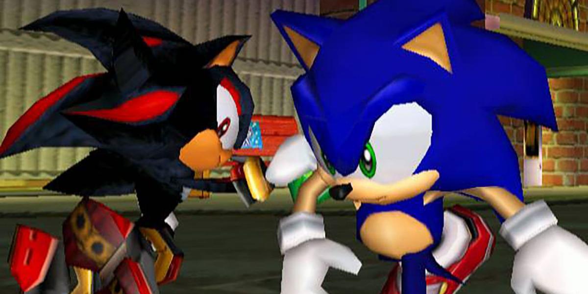 Sonic passando por Shadow