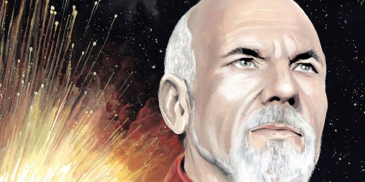Star Trek: The Next Generation Mirror Broken Comic Book Cover apresentando Picard