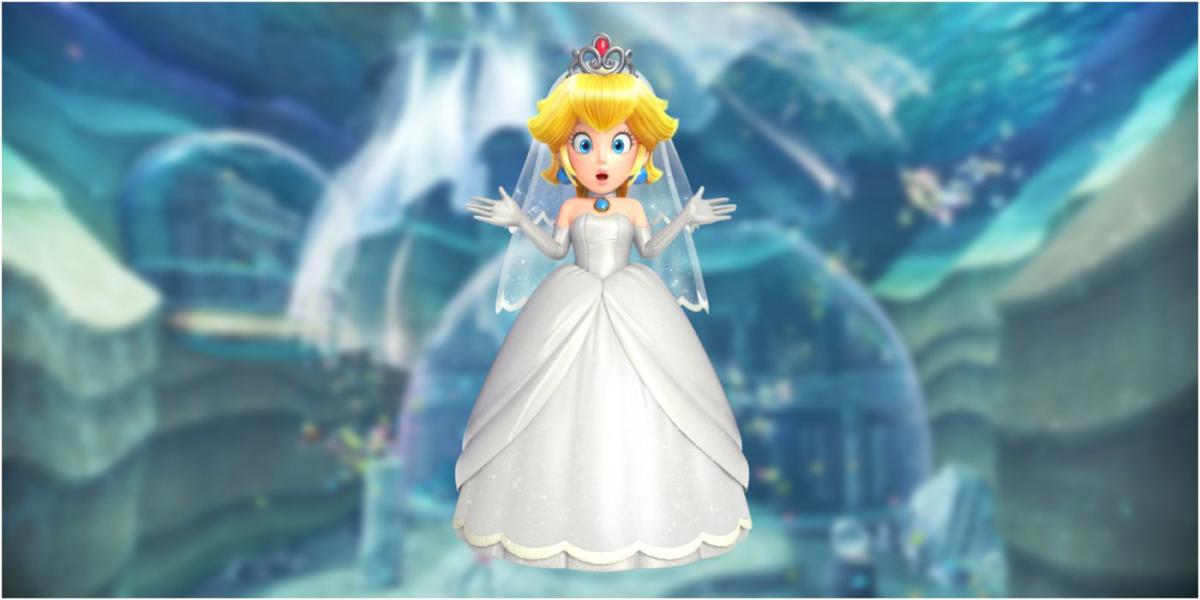 Vestido de Noiva Pêssego Super Mario Odyssey
