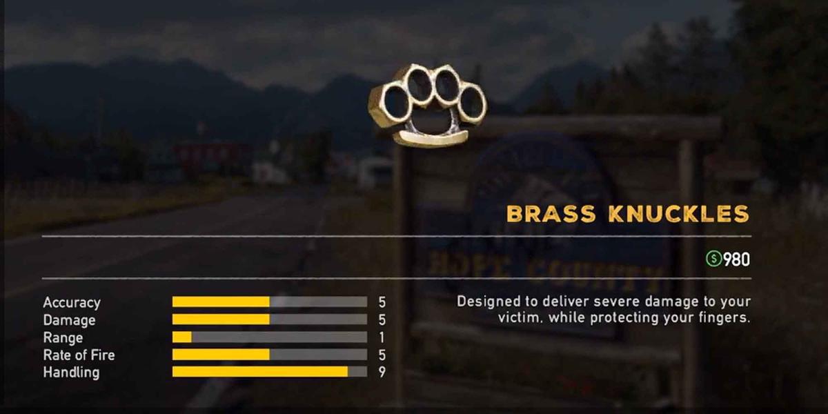 A arma branca Brass Knuckles em Far Cry 5