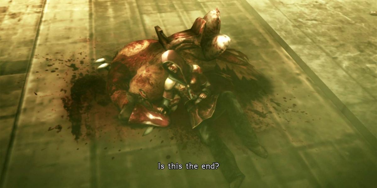 Um soldado morto e chocobo em Final Fantasy Type-0