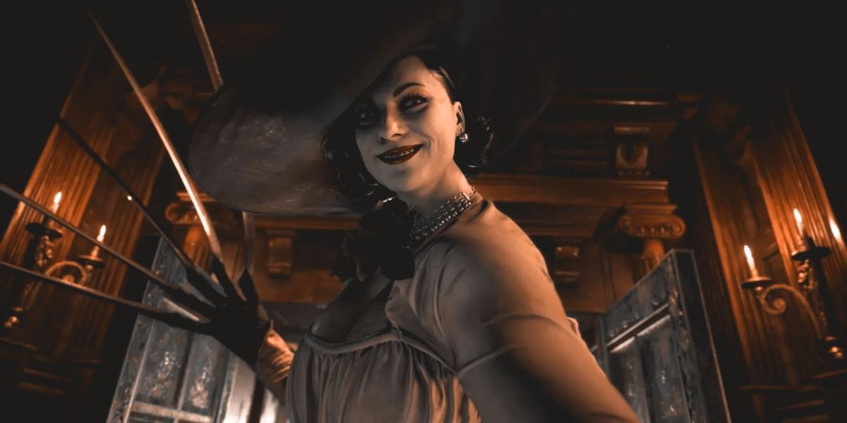 Resident Evill Village Lady Dimitrescu sorriso ameaçador