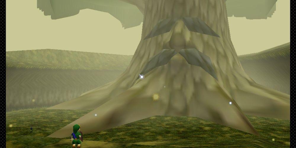 Ocarina of Time N64 Link com a Grande Árvore Deku