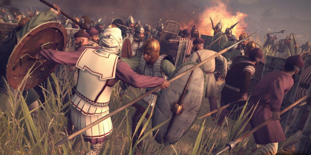 Uma batalha se desenrolando em Total War: Rome 2