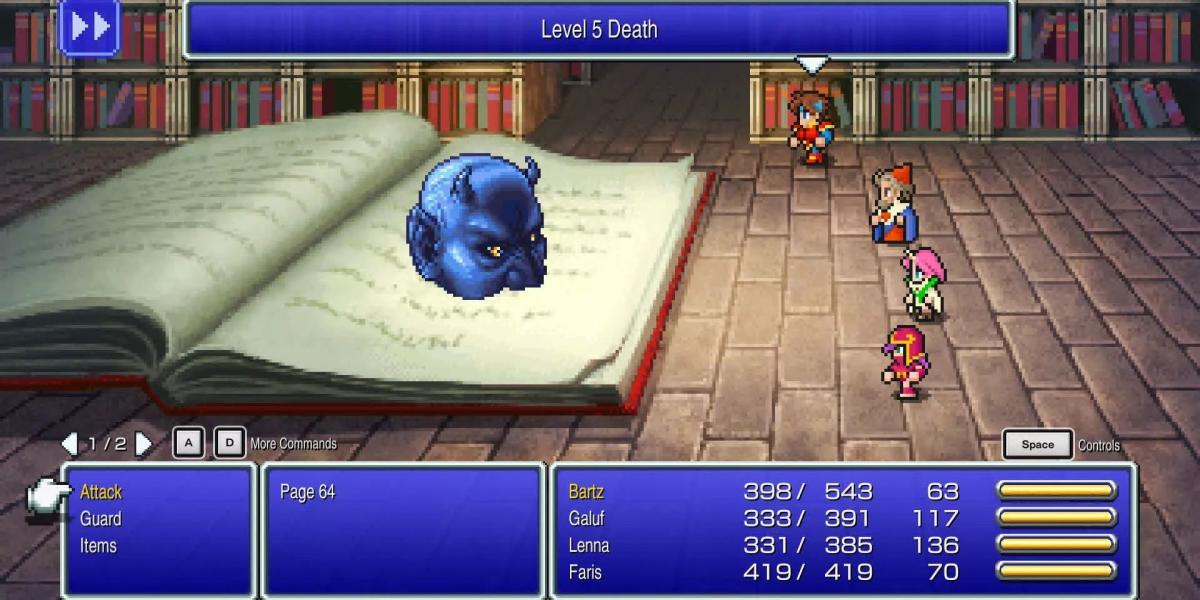 Uma luta de chefe em Final Fantasy 5 Pixel Remaster