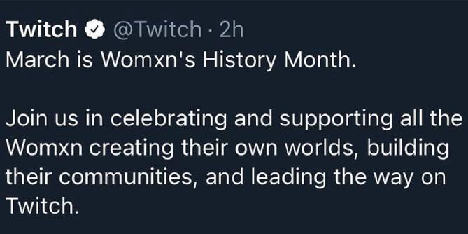 Twitch criticado por tweet do mês da história da Womxn