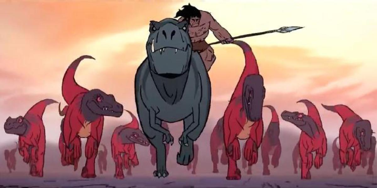 Um homem das cavernas e um dinossauro se unem nesta série animada brutal