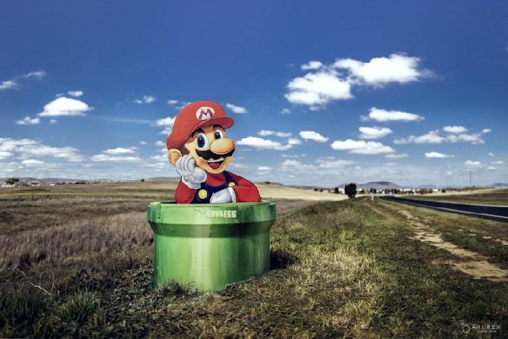 Um recorte em tamanho real de Mario desapareceu