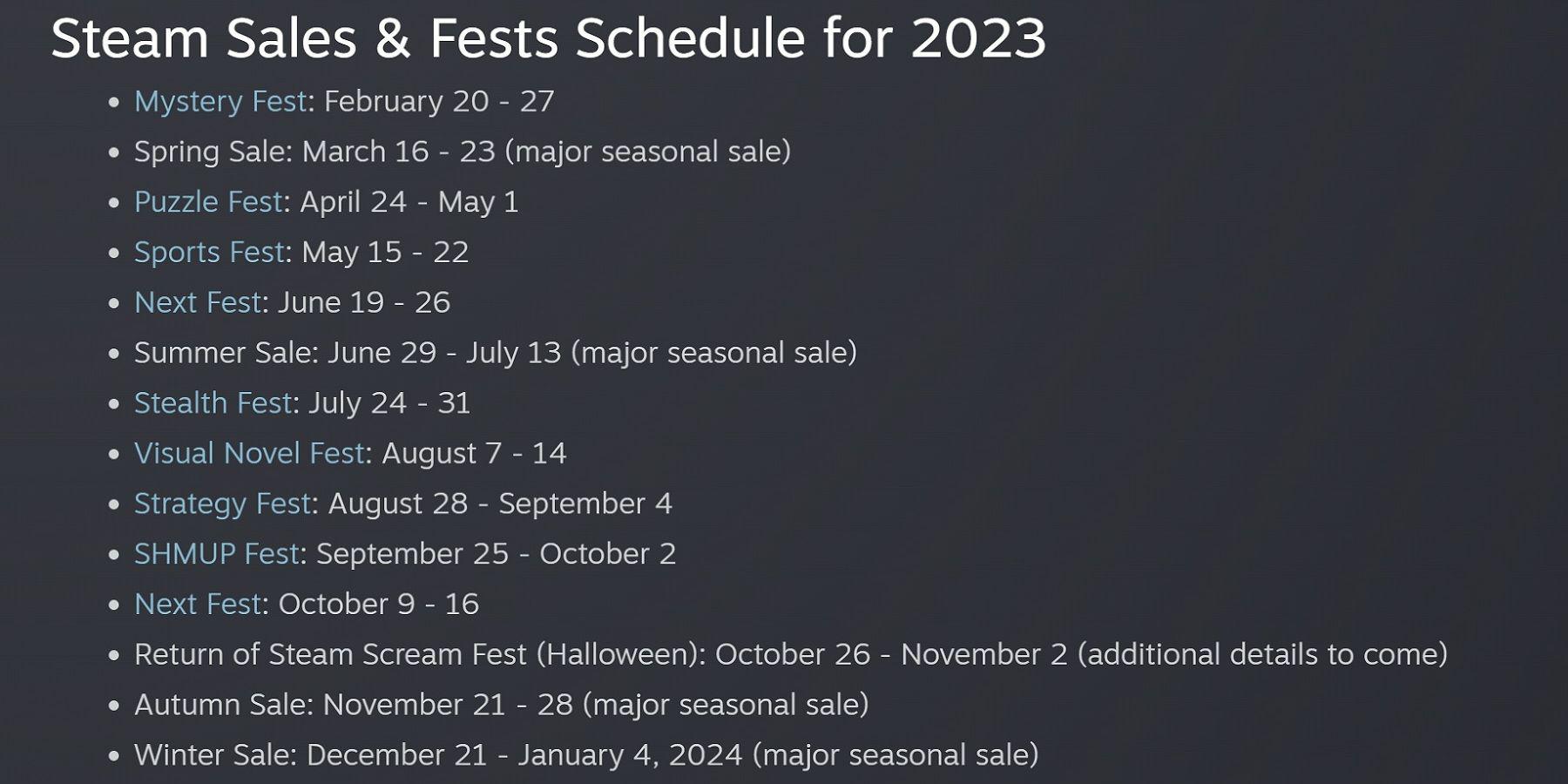Valve anuncia oficialmente os próximos eventos de venda do Steam em 2023