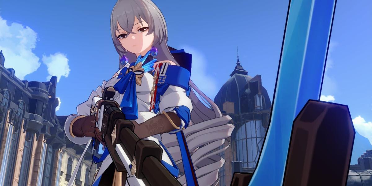 Bronya nas ruas de Belobog em Honkai Star Rail