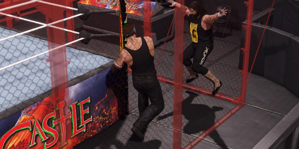 WWE2K23 Undertaker. joga Cactus através da parede celular