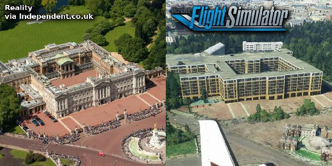 Versão do Palácio de Buckingham do Microsoft Flight Simulator parece estranha
