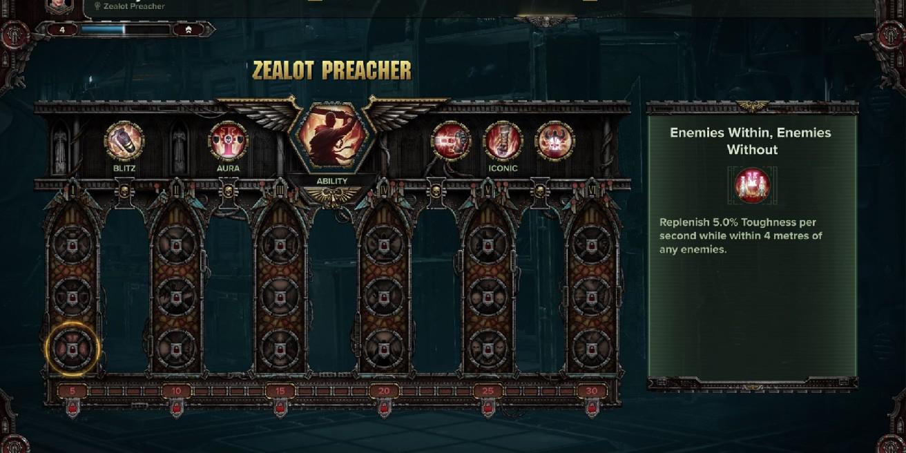 Warhammer 40.000: Darktide - Melhores feitos para o Zealot Preacher