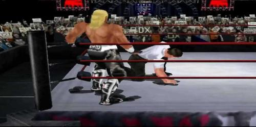 WWF No Mercy Sign do fã é visto durante uma partida no AEW Dynamite