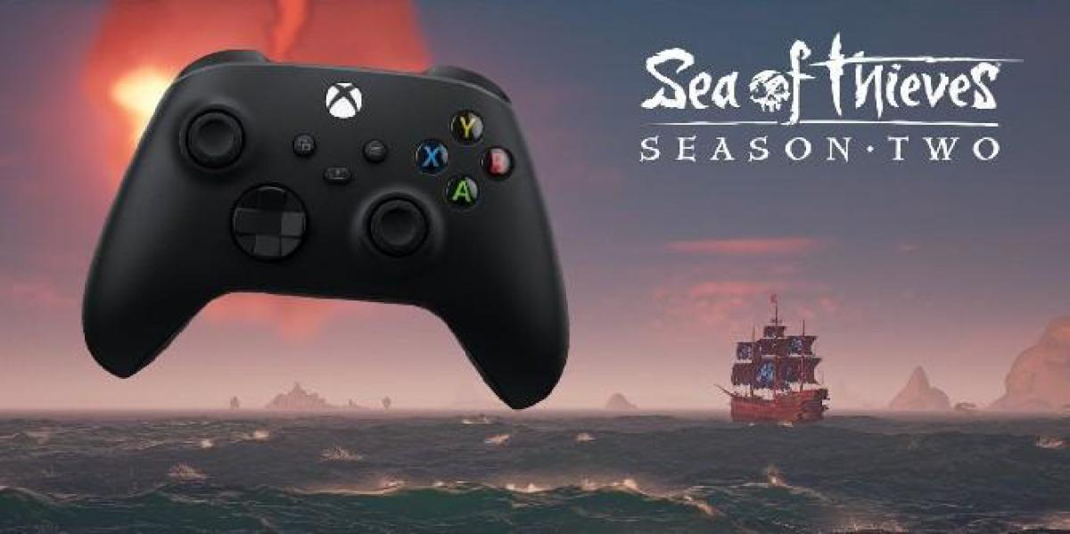 Xbox doa controle com tema de Sea of ​​Thieves dourado