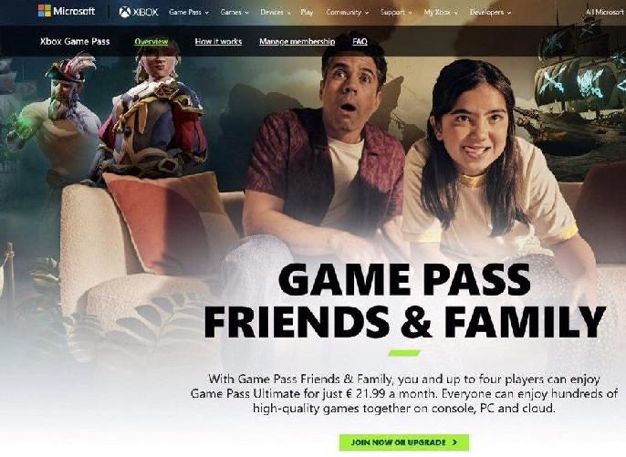Xbox Game Pass revela oficialmente o plano de amigos e família