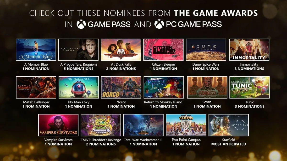 Xbox Game Pass tem 17 jogos indicados no The Game Awards deste ano