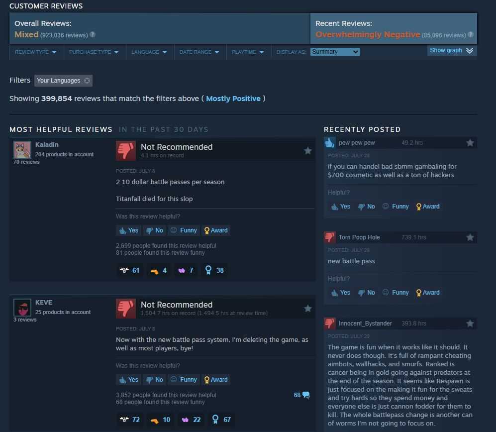 steam reviews apex legends