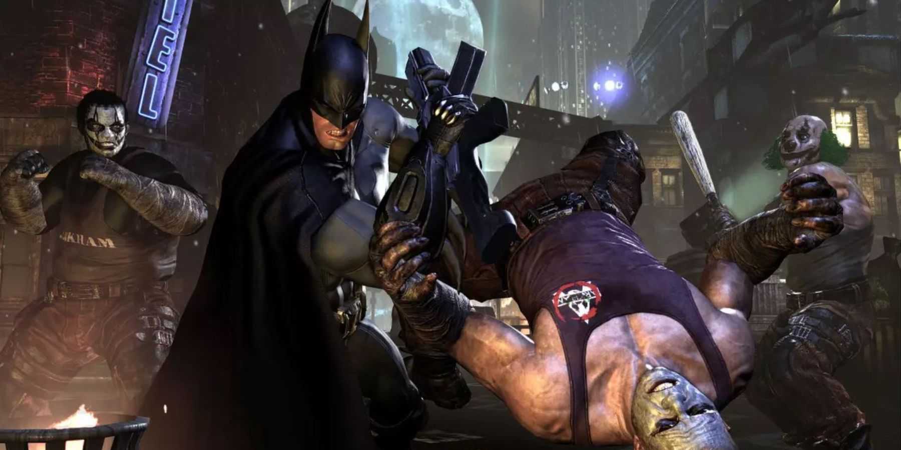 Batman beating up criminals