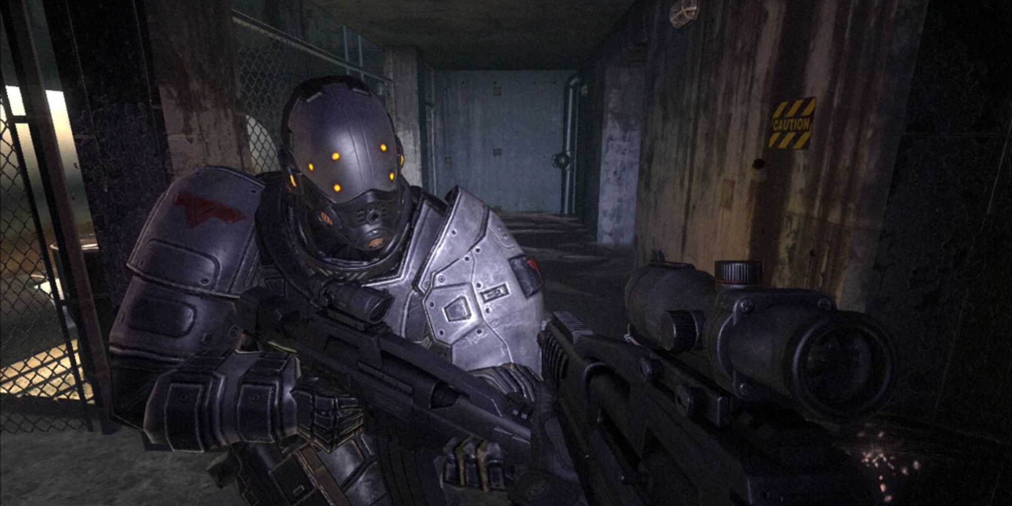 A soldier in F.E.A.R 2: Project Origin