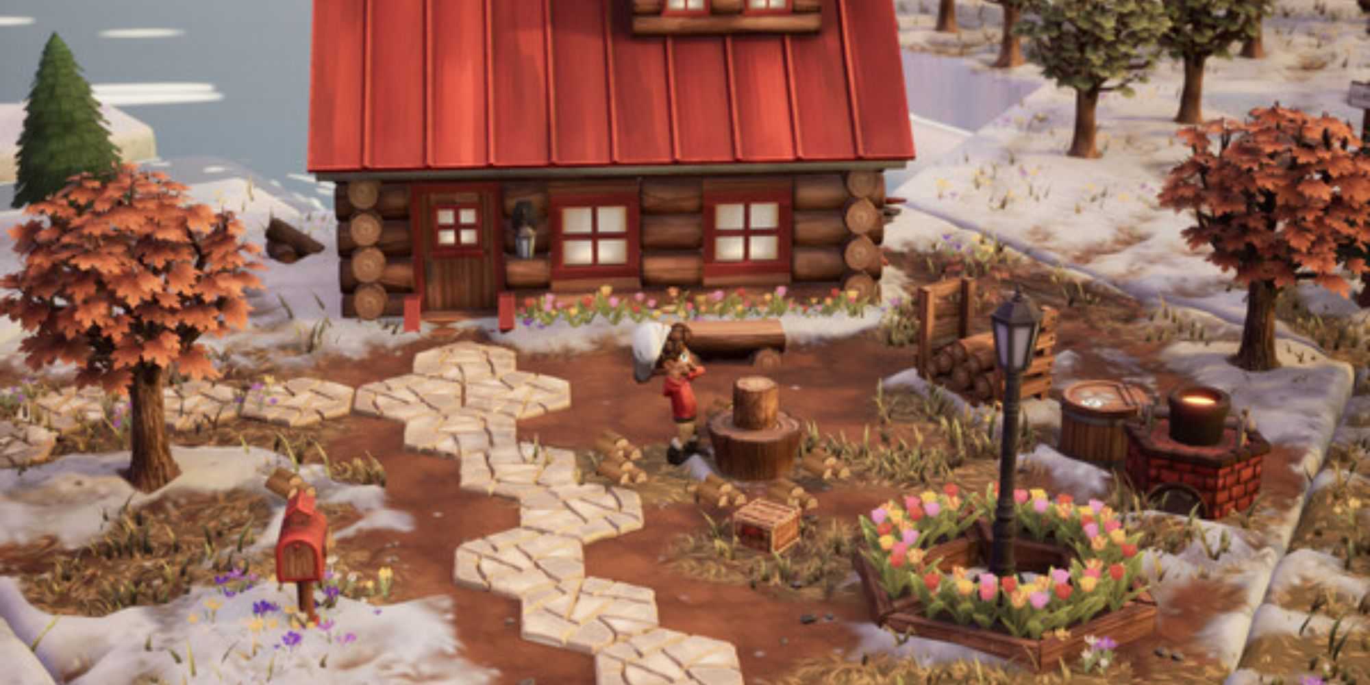 A player chopping wood in Sugar Shack 