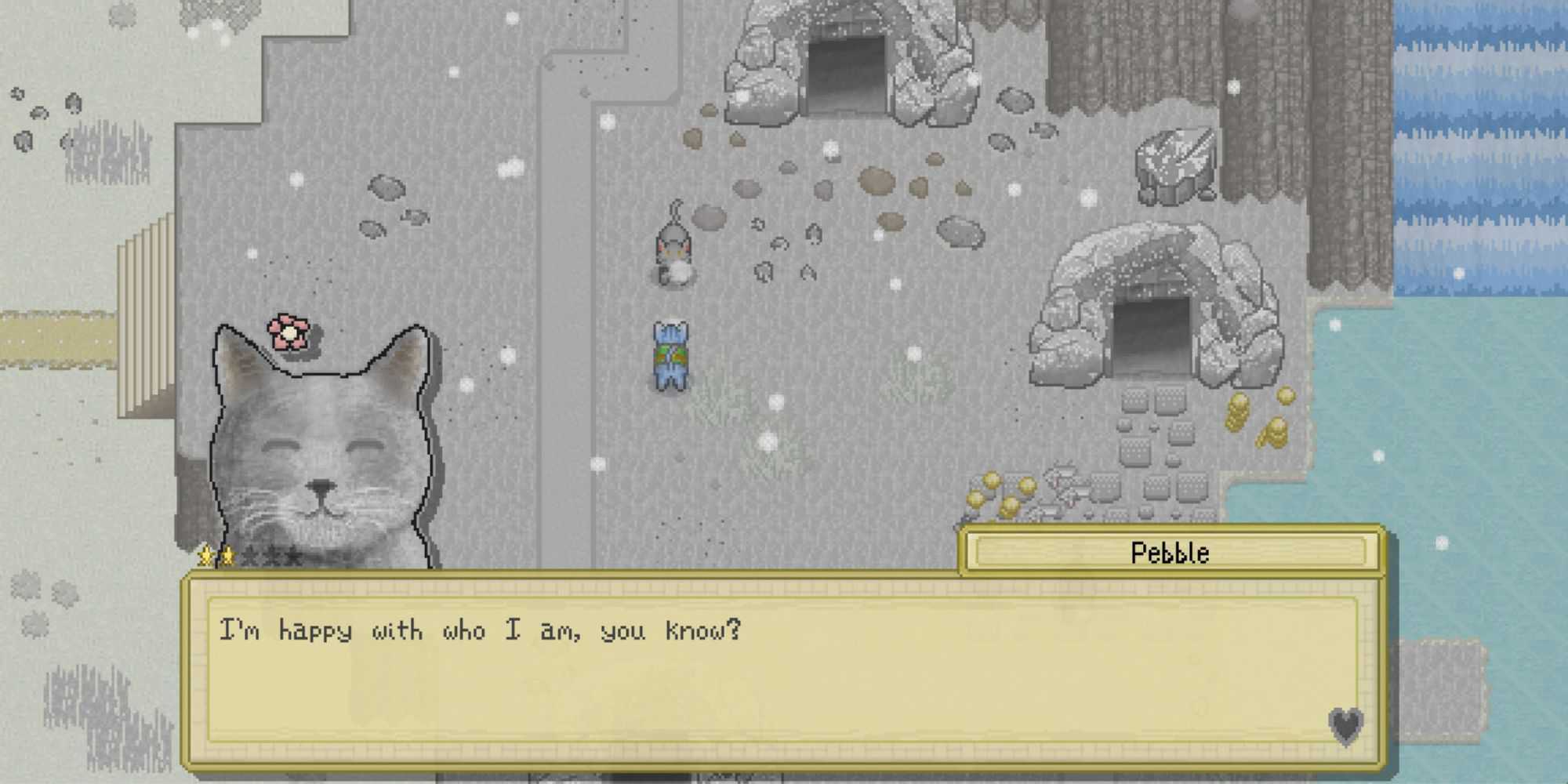 A player talking to Pebble in Cattails