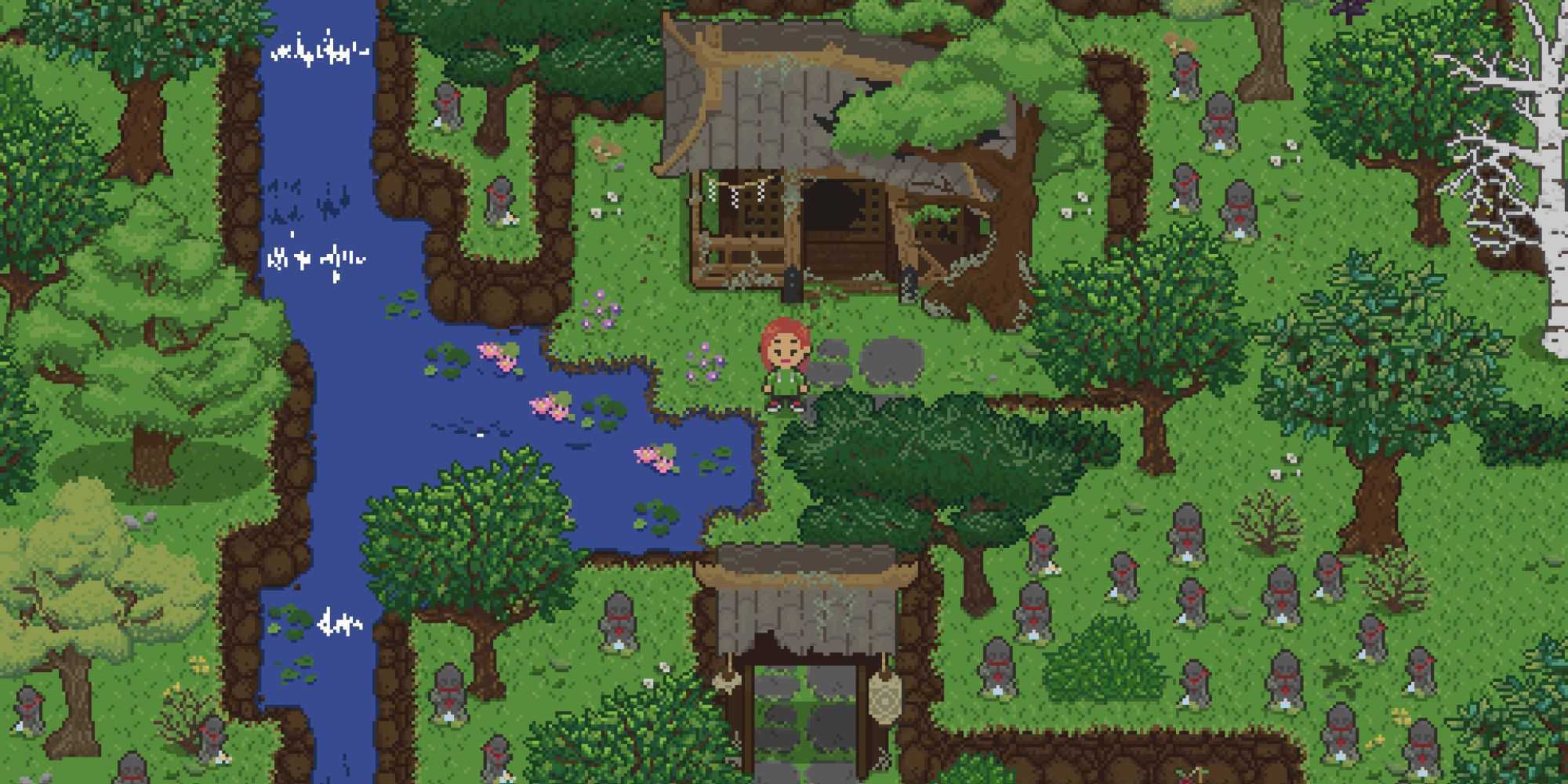 A player outside a rundown house in Spirittea