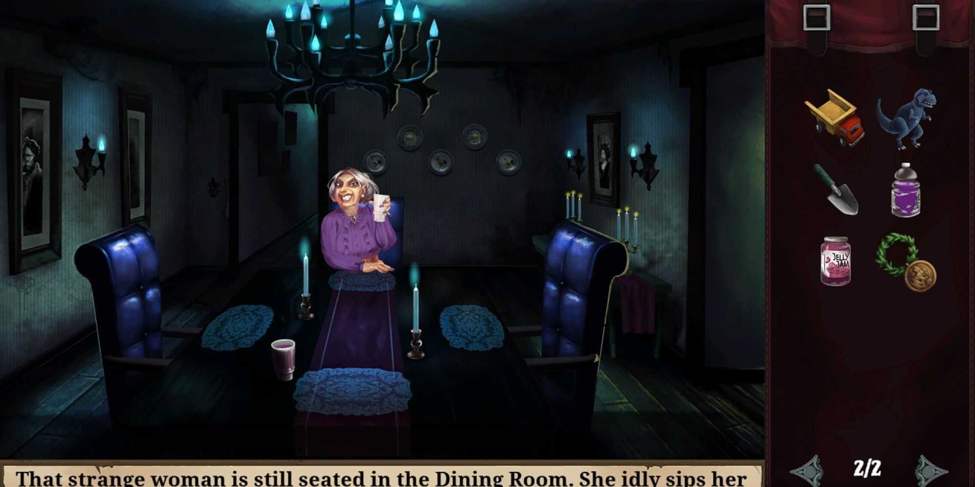 A woman at a dining table in Goosebumps: The Game