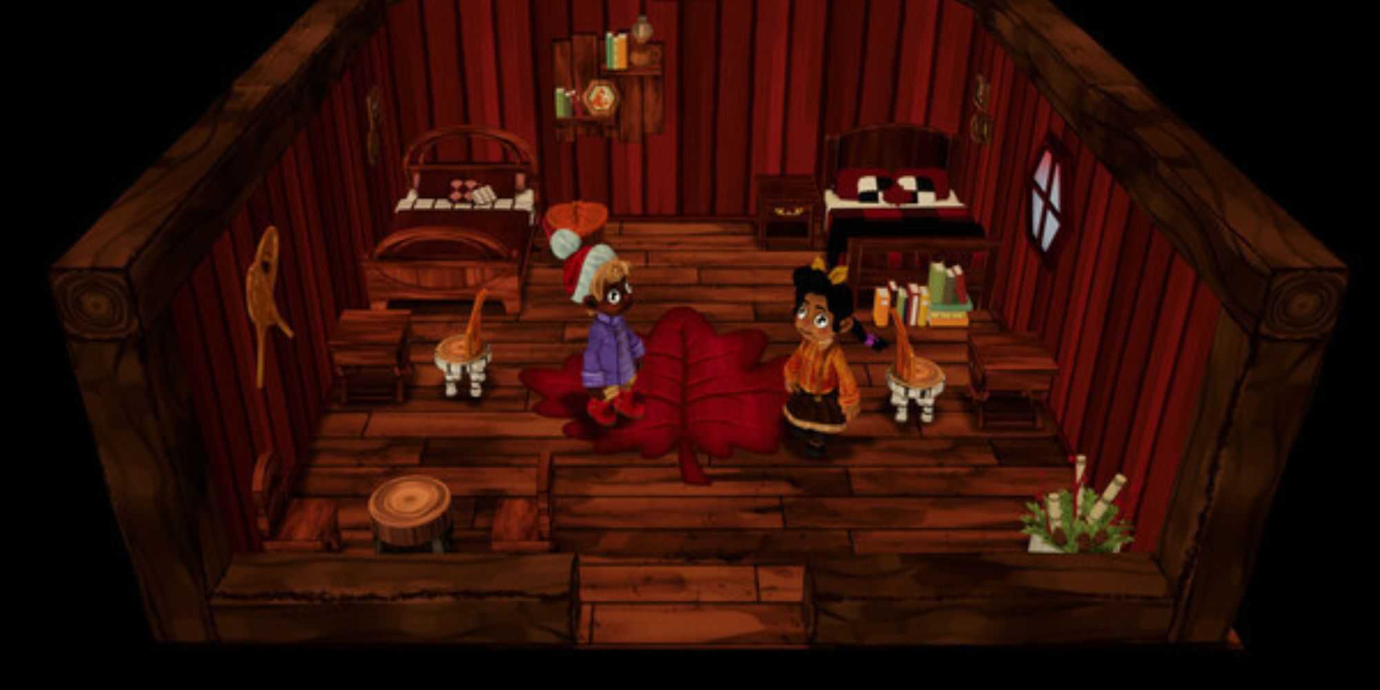 Two players in a cabin in Sugar Shack