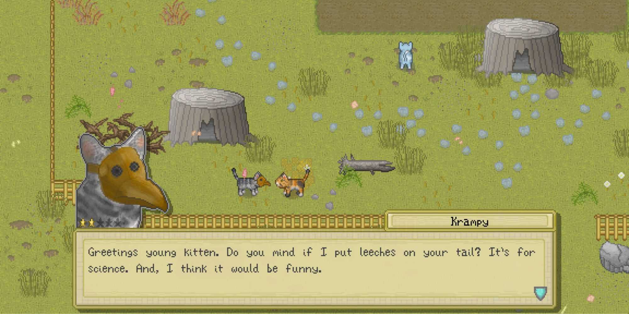 A player talking to Krampy in Cattails